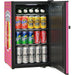 Retro Mini Bar Fridge 70 Litre Beer Branded With Opener showing the fridge open with drinks inside
