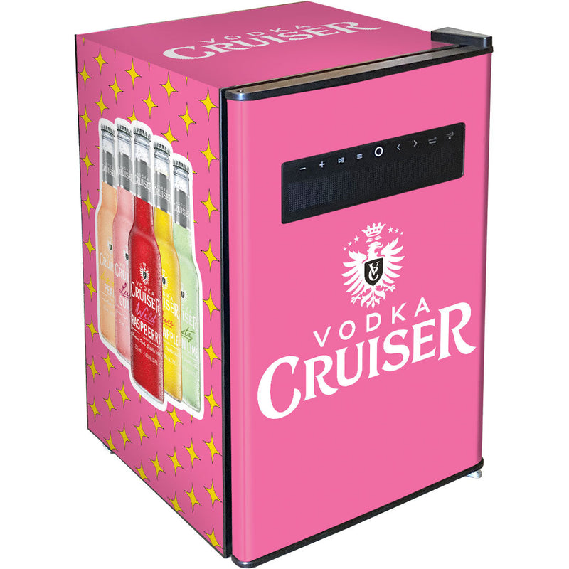 70 L Blue Tooth Speaker Disco Bar Fridge - Beer Branded showing the vodka cruiser model