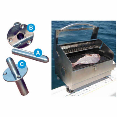 Marine BBQ Holders & Mounts for Galleymate Range | Rails | Rods | Decks showing the flush deck mounts