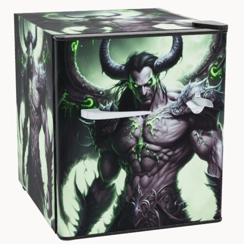 Custom 46L Retro Bar Fridge | Design Your Own Mini Fridge - 3D Viewer showing a demon fridge