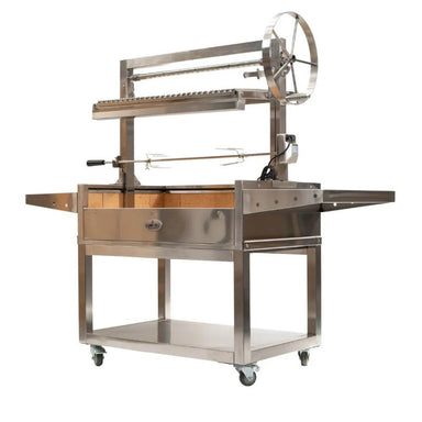 Parrilla Argentine BBQ Grill | Firebrick | Rotisserie | Extra Large showing the rotisserie