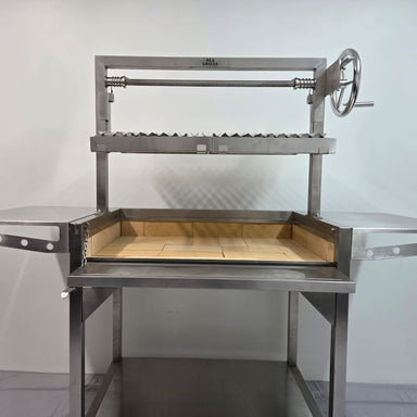 Parrilla Argentine BBQ with Firebricks | 100% 304 Stainless | South American Style Cooking with the lid down and grill up