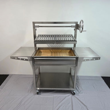 Parrilla Argentine BBQ with Firebricks | 100% 304 Stainless | South American Style Cooking full view with the grill up