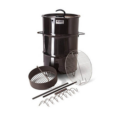 Pit Barrel Smoker & Cooker showing all the accessories it comes with