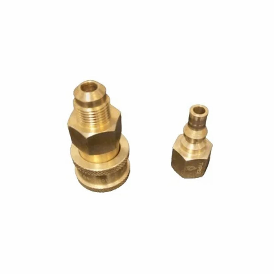 Quick-Connect Brass Fitting (3/8 SAE) & Disposable Bottle Regulator showing the quick release close up