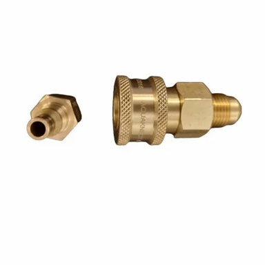 Quick-Connect Brass Fitting (3/8 SAE) & Disposable Bottle Regulator showing the quick release seperated