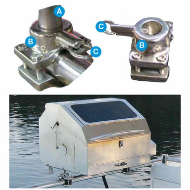 Marine BBQ Holders & Mounts for Galleymate Range | Rails | Rods | Decks showing the rail mount clamps
