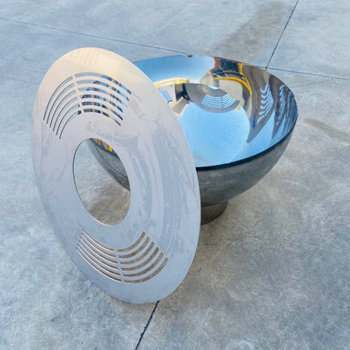 Removable Teppanyaki BBQ Grill Plate | 85 cm & 105 cm next to stainless steel goblet