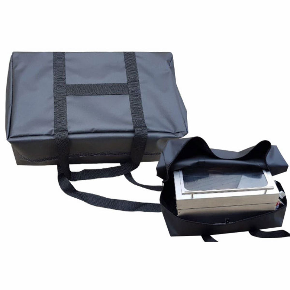 Carry Bag & Cover for Sizzler Deluxe and Galleymate 1100 BBQ Range showing the black sizzler deluxe bag