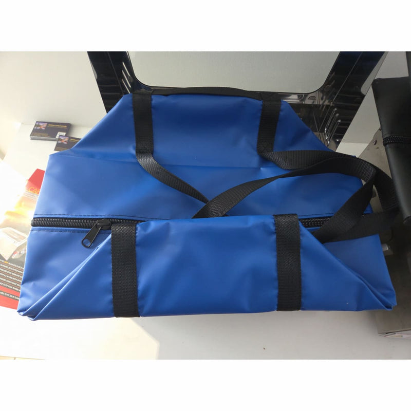 Carry Bag & Cover for Sizzler Deluxe and Galleymate 1100 BBQ Range showing a top view of the blue bag