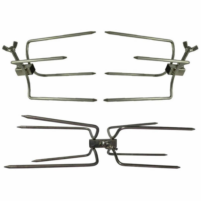 Chicken & Roast Prongs for Rotisserie | 10 mm square showing the double sided and single prongs together