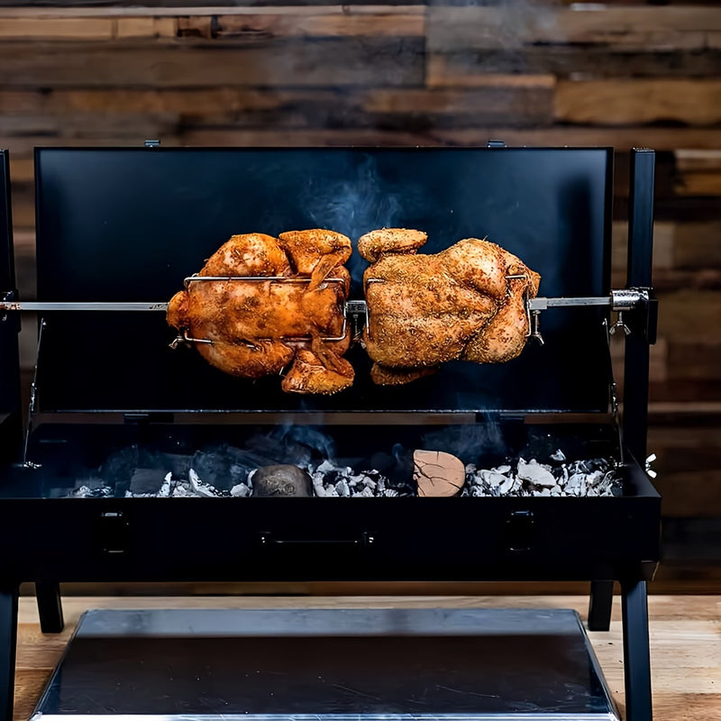 Chicken & Roast Prongs for Rotisserie | 10 mm square showing chickens on double sided prongs