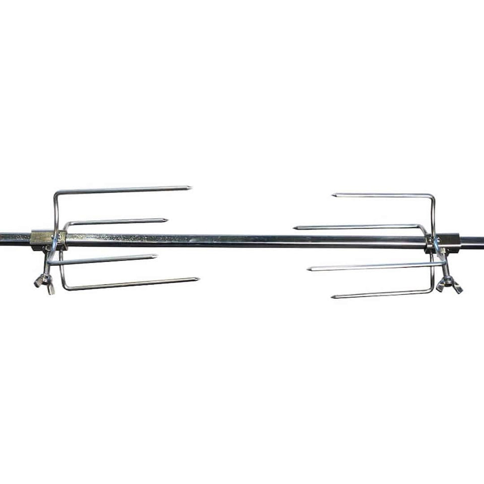 Chicken & Roast Prongs for Rotisserie | 10 mm square showing both prongs on the skewer