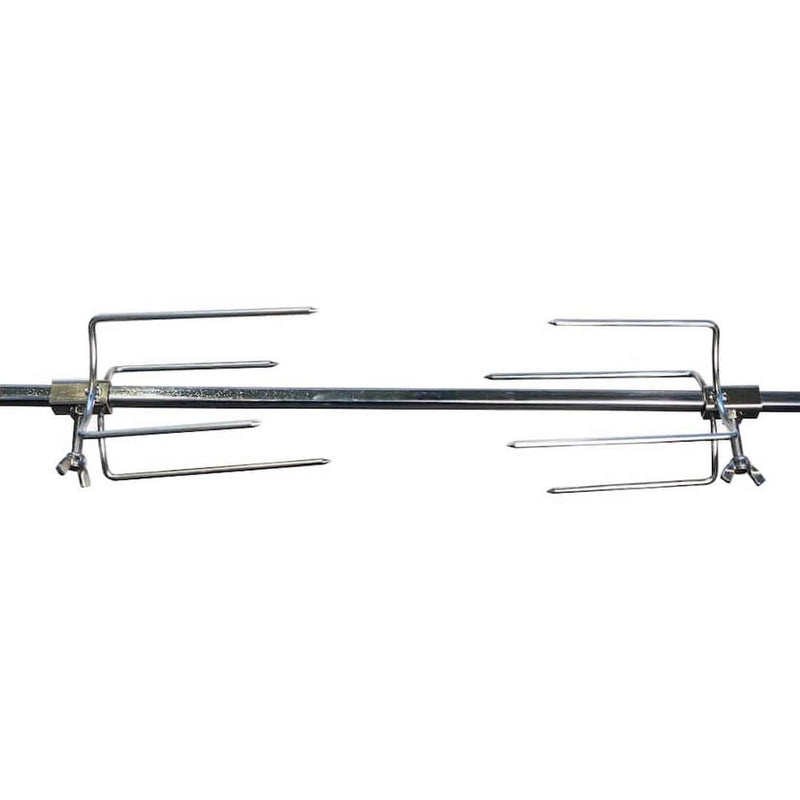 Chicken & Roast Prongs for Rotisserie | 10 mm square showing both prongs on the skewer