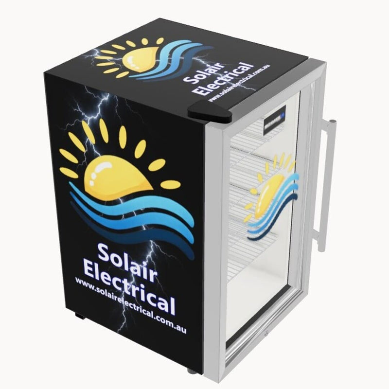 70L Personalised Glass Door Bar Fridge With 3D Custom Previewer showing an electrical business model