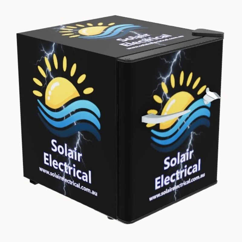 Custom 46L Retro Bar Fridge | Design Your Own Mini Fridge - 3D Viewer showing a solair electrical business model