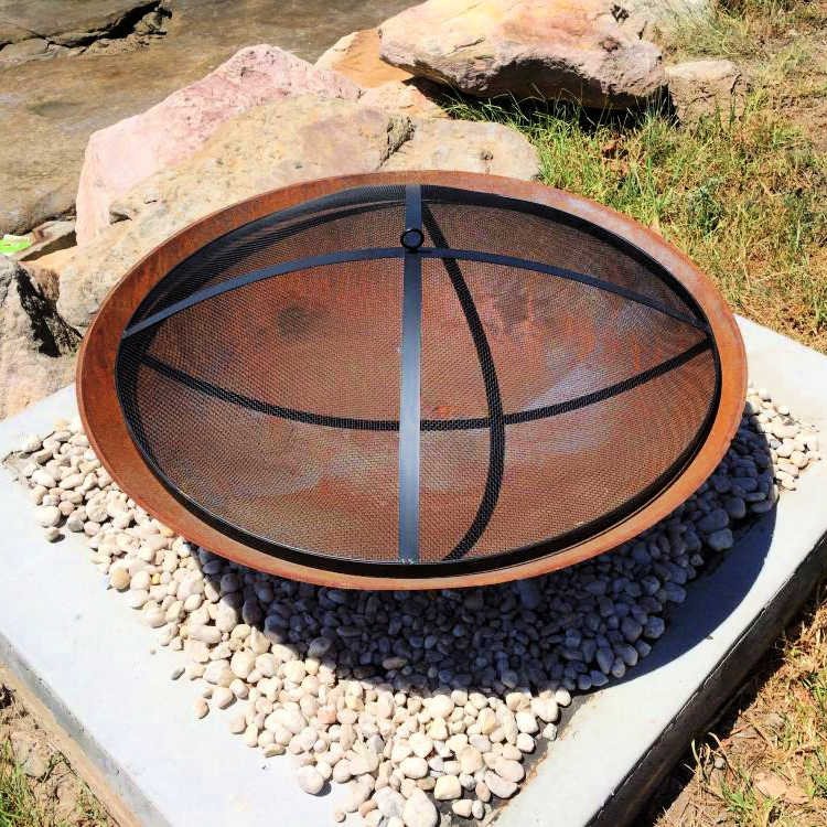 Outdoor Fire Pit Bundle | Cauldron Hearth with Lid and Ember Screen