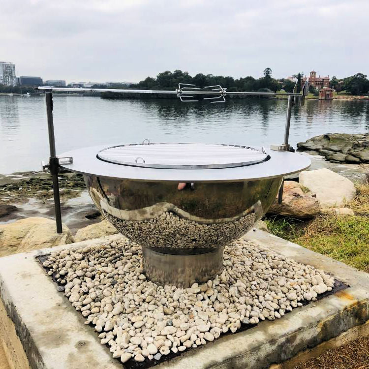 Teppanyaki BBQ Fire Pit Grill | 100 cm in Stainless Steel & Cast Iron