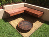 Outdoor Fire Pit: the cauldron hearth with BBQ Grill in backyard