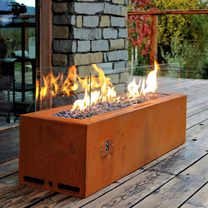 Firepit | Planika Galio Automatic | Linear in Corten & Black